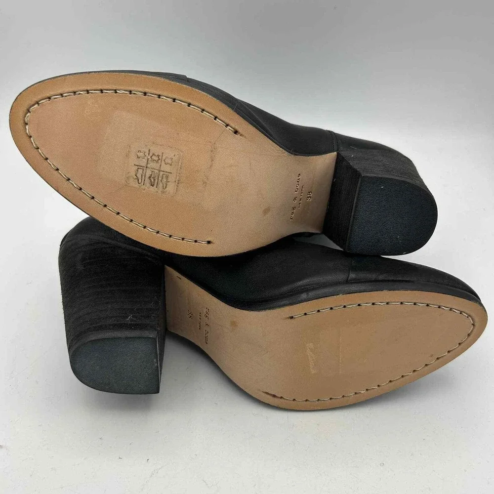 Rag & Bone Womens Size 38 Black Leather Heeled Booties Boots‎ Strappy Shoes